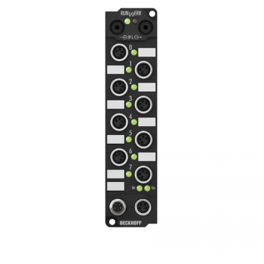 IE2401 | Extension Box, 8-channel digital input + 8-channel digital output, 24 V DC, 3 ms, 0.5 A, M8