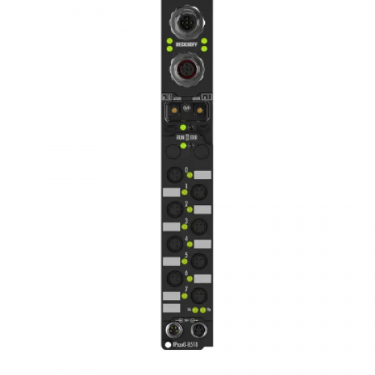 IP2040-B518 | Fieldbus Box, 8-channel digital output, CANopen, 24 V DC, 2 A (∑ 12 A), Ø8, integrated T-connector