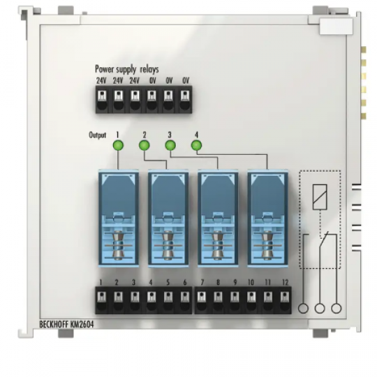 KM2604 | Bus Terminal module, 4-channel relay output, 230 V AC, 16 Av
