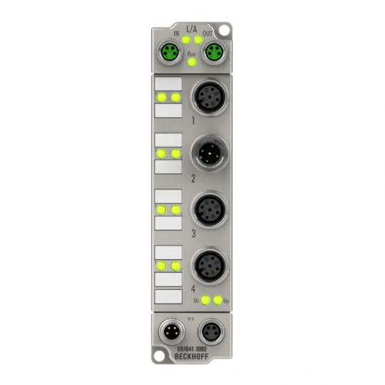 ER7041-3002 | Hộp EtherCAT, giao diện chuyển động 1 kênh, động cơ bước, 48 V DC, 5 A, dành cho các ứng dụng tốc độ cao, M12, với bộ mã hóa gia tăng, đúc kẽm